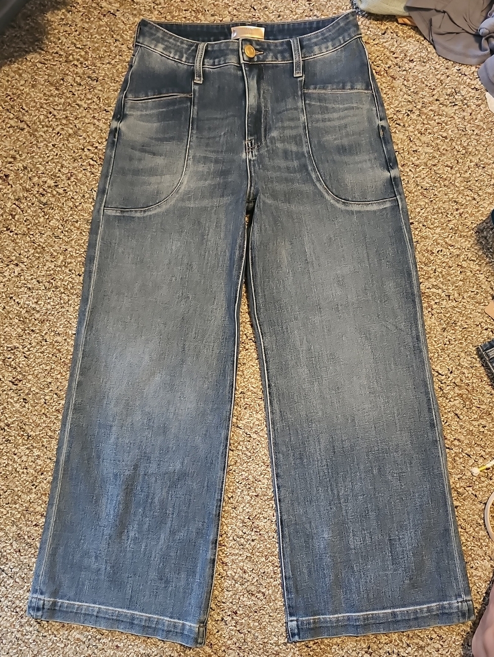 KUT Wide-Leg Washed Blue Jeans